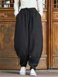 ‌Men's Chinese Zen Style Autumn Drawstring Harem Cuffed Pants