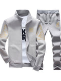Men's Kpop Style Zip Up Sports Tracksuit Sets