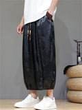 Men's Cool Casual Loong Print Wide Leg Cropped Pants