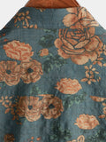 Men's Vintage Floral Print Button Up Holiday Short Sleeve Shirt