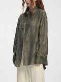 Fashion Jacquard Loose Texture Lapel Shirt for Women