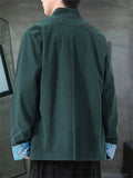 Men's Retro Chinese Style Contrast Color Corduroy Tangsuit Jackets
