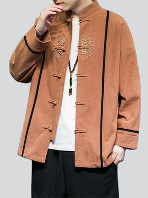 Men's Trendy Embroidered Button Closure Jacket