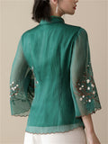 Retro Flower Embroidered Trendy Cheongsam Top for Women