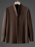 Men's Autumn Zen Style Solid Color Long Sleeve Shirts