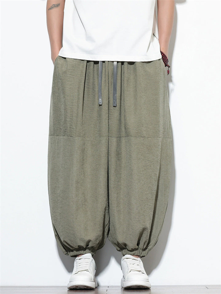 Men's Chinese Style Lightweight Baggy Harem Jogger Pants