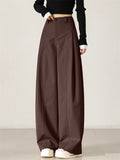 Women's High Waist Casual Loose Fit Pleated Wide Leg Pants