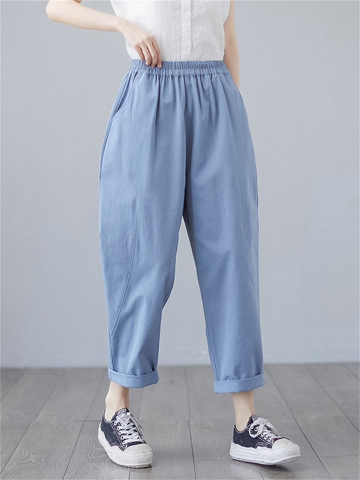 Elastic Waist Casual Durable Pants for Women