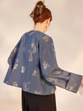 Women's Chinese Style Round Neck Long Sleeve Loong Embroidered Jacket