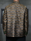 Men's Chinese Style Wavy Pattern Brocade Tangsuit Jacket Mandarin Collar