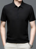 Men's Summer Solid Color Quarter Button Short Sleeve Polo Shirts