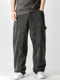 Men Baggy Carpenter Wide Leg Washed Denim Work Jeans