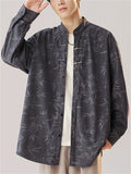 Men's Comfy Print Long Sleeve Stand Collar Shirts