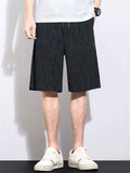 Men's Summer Breathable Elastic Waist Stripe 5 Point Shorts