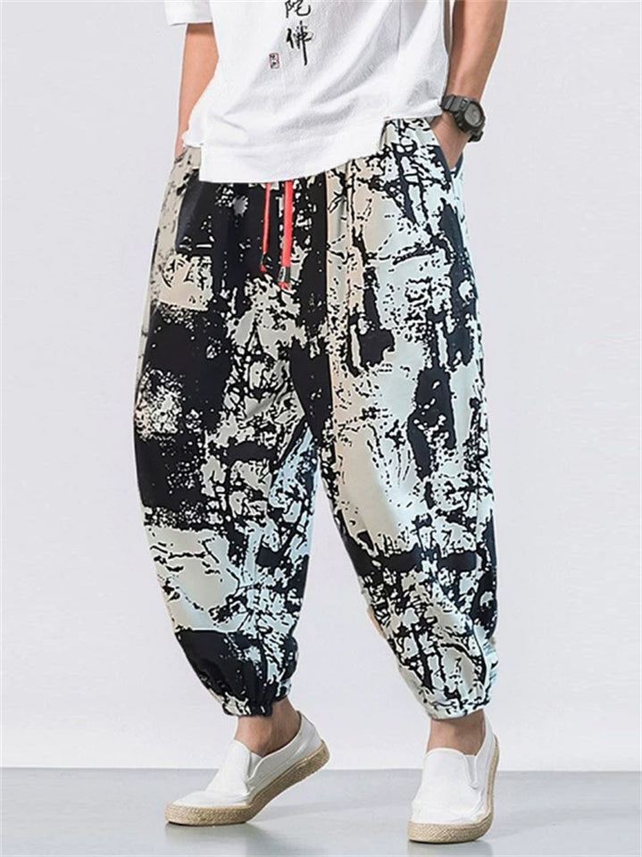 Mens Cotton Blend Boho Ethnic Print Harem Pants Baggy Yoga Jogger