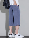 Mens Summer 3/4 Capri Pants Below Knee Loose Cropped Shorts