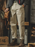 Men Vintage Straight Leg Cotton Twill Chino Work Pants