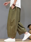 Men's Summer Casual Drawstring Wide Leg Cropped Pants