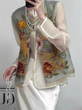 Women's Trendy Phoenix and Peony Embroidered Sleeveless Summer Vest