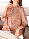 Women's Summer Mulberry Silk 3/4 Sleeve Floral Print Shirts