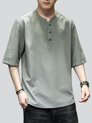 Breathable Thin Solid Half Sleeve Shirts for Men