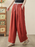 Summer Solid Color High Waist Loose Straight Pants for Women