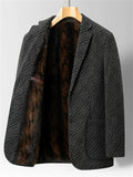 ‌Warm Thermal Lined Single Breasted Blazer Jackets for Mid-aged Men