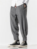 Men's Stylish Striped Drawstring Thickened Casual Pants