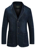 Men's Casual Single Breasted Lapel Suit Collar Denim Jackets