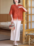 Women's Chinese Style Summer Flowy Short Sleeve Shirt