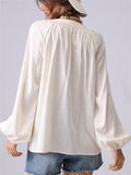 Women's Snowflake Embroidery Long Sleeve Shirts