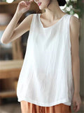 Summer Loose Solid Color Sleeveless Shirts for Women