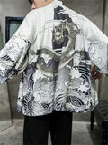 Loose Chinese Zen Style Print Long Sleeve Cardigan for Men