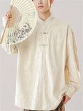 Men's Comfy Print Long Sleeve Stand Collar Shirts