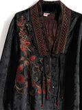 Ladies' Vintage Ethnic Style Floral Embroidery Frog Button Cardigan Jackets