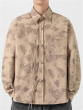 Chinese Style Retro Print Lapel Long Sleeve Tang Suit Shirts for Men