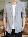 Casual Men's Cotton Solid Color Long Sleeve Suit Jacket
