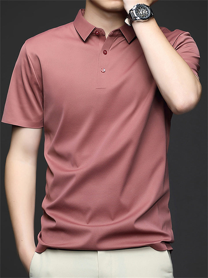 Summer Men's Seamless Cool Short Sleeve Polo Shirts
