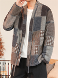 Vintage Asain Style Color Block Lace Up Cotton Jacket for Men