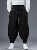 Casual Ramie Loose Elastic Waist Radish Pants for Men