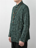 Men's Chinese Style Feather Jacquard Stand Collar Shirts