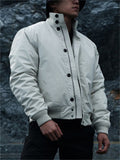 ‌Stylish Stand Collar Buttoned Thermal Winter Jacket for Men‌