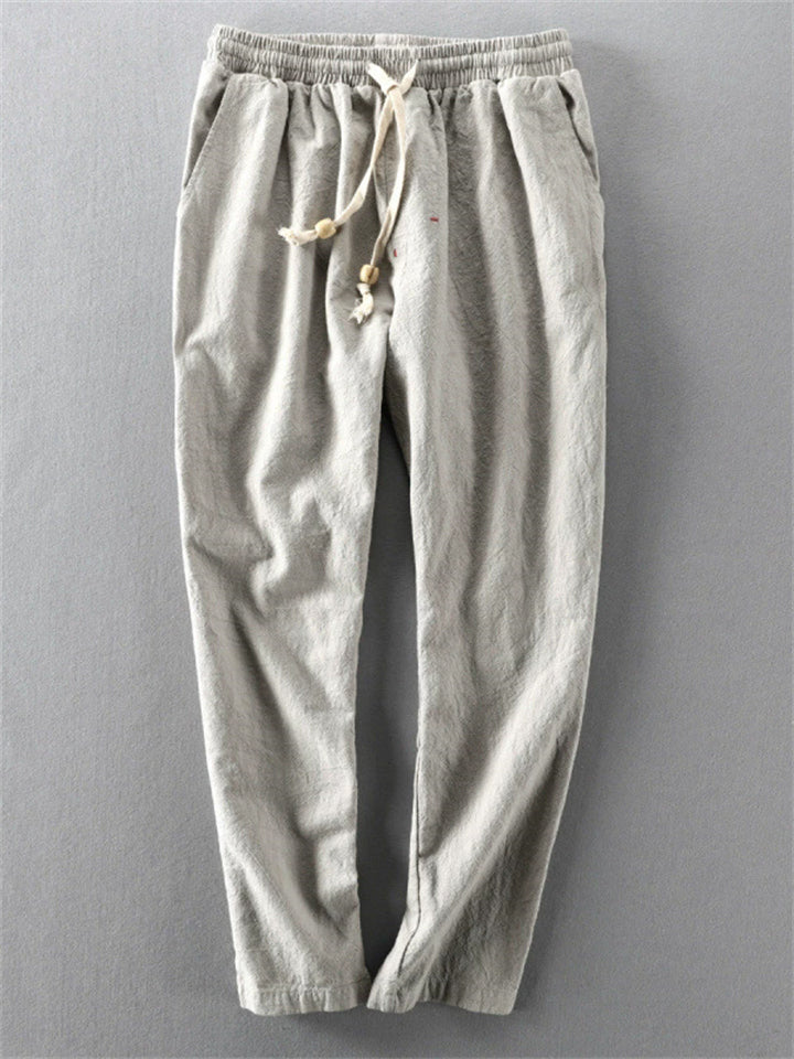 Men's Summer Japanese Style Drawstring Linen Blend Jogger Pants