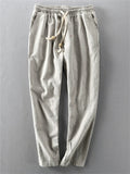 Men's Summer Japanese Style Drawstring Linen Blend Jogger Pants