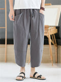 Men's Comfy Cotton Linen Cropped Pants for Summer