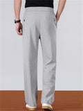 Men's Minimalist Drawstring Waist Straight Leg Linen Pants