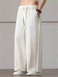 Men's Solid Color Cotton Linen Loose Wide Leg Pants