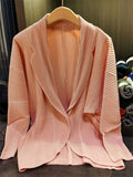 Simple Japanese Style Textured Pleated Lapel Jacket for Women