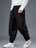 Casual Ramie Loose Elastic Waist Radish Pants for Men