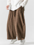 ‌Men's Autumn Casual Loose Fit Corduroy Pants with Drawstring and Pockets